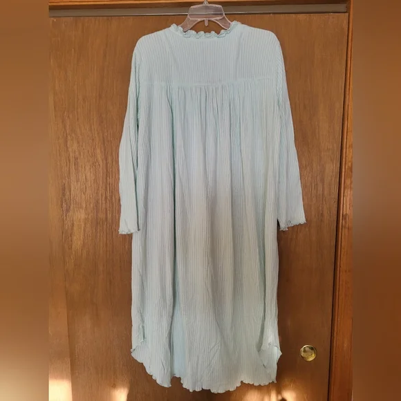 Mint Green Striped Button-Up Nightgown - Picture 2 of 4